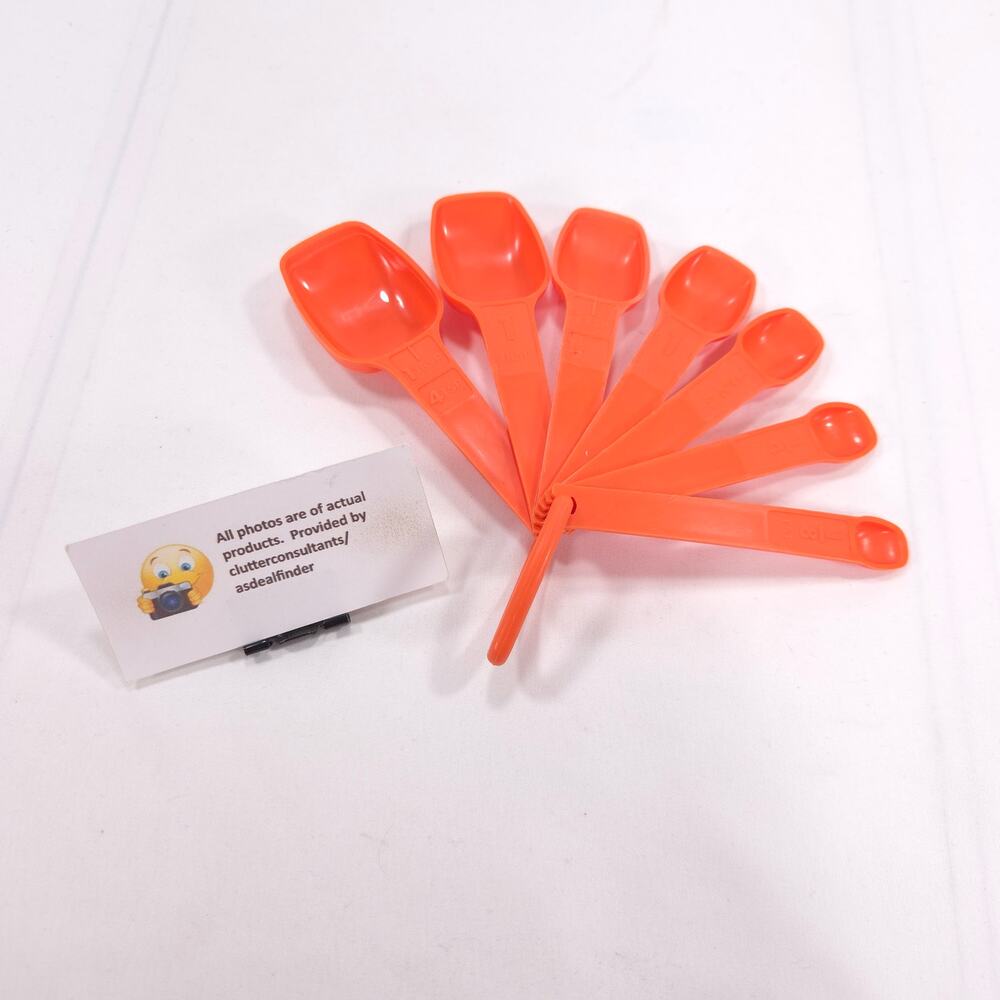Vintage Tupperware Measuring Spoons Set of 7 Orange